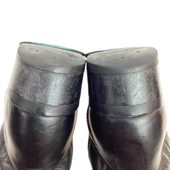 Double-H Mens 9D Work Western Leather Cowboy Boots 3267 Black Vintage - Picture 10 of 16